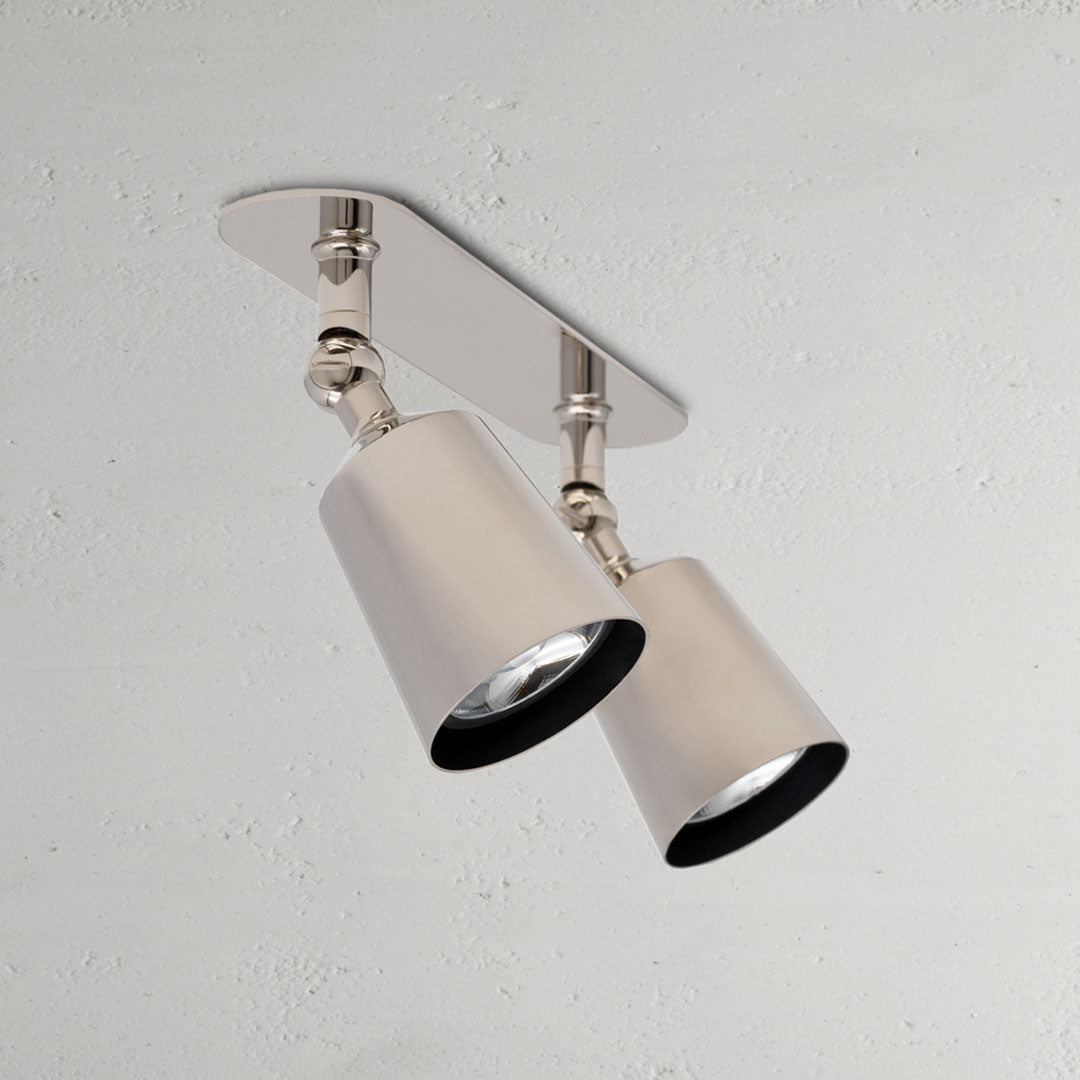 Double Spotlight Polished Nickel on White Background