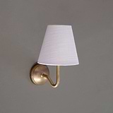 Antique Brass Wall Light with Alabaster White Linen Shade
