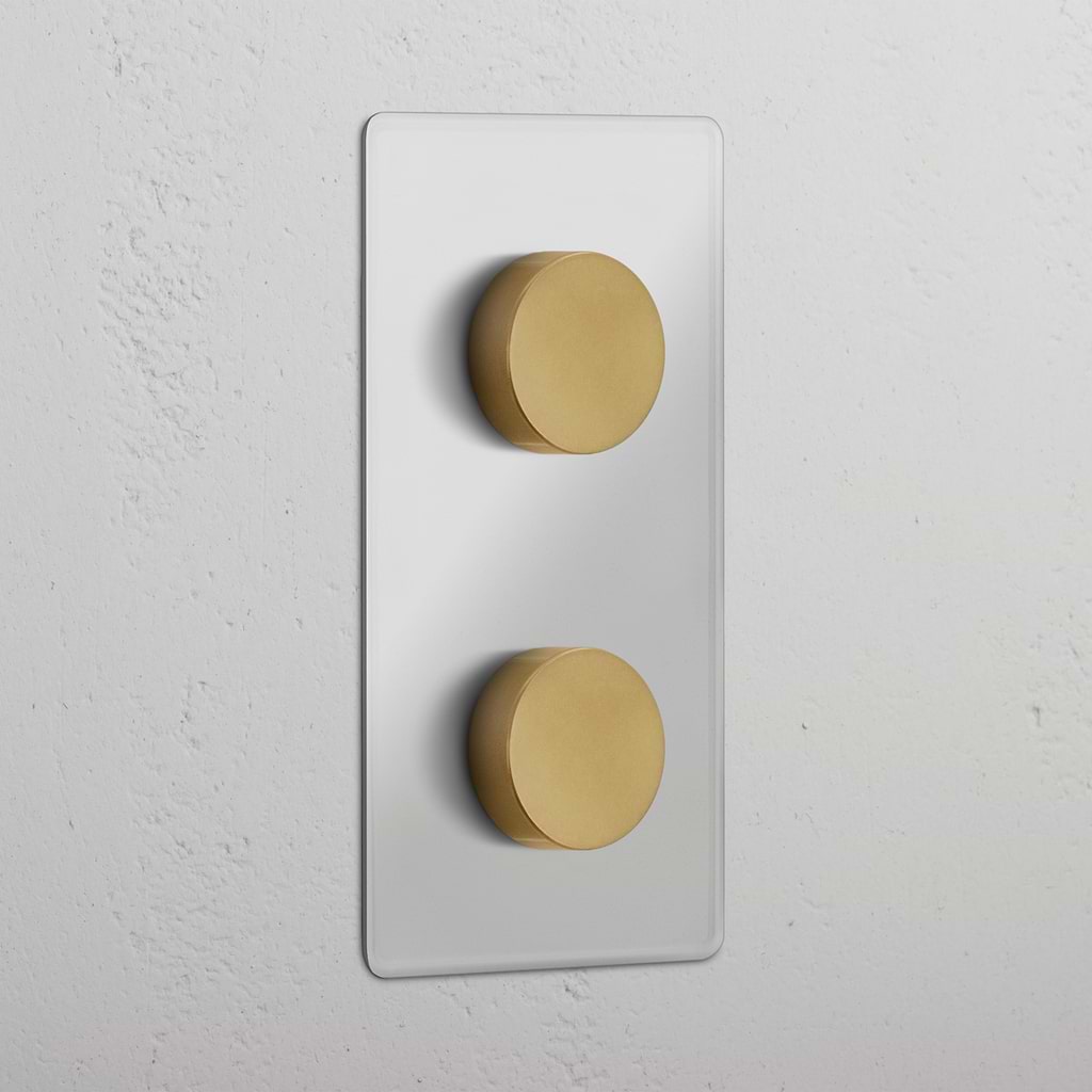 Aanpasbare Doorzichtige Antiek Messing Dubbele Verticale Dimmer Schakelaar - Veelzijdige Lichtbediening Oplossing