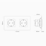 2x Rond Schuko Type F Stopcontact (Dubbele Afdekplaat) - Antiek Messing (Zwart Inzetstuk)