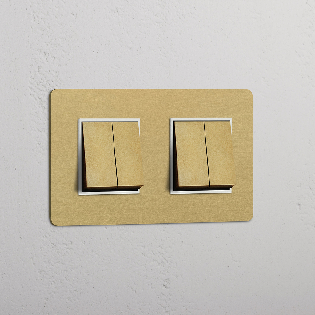 Antiek Messing Witte Dubbele Wip Schakelaar met 4 Posities - Verbeterde Functionaliteit