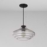 Brookfield Medium Hanglamp Geribbeld Glas - Brons