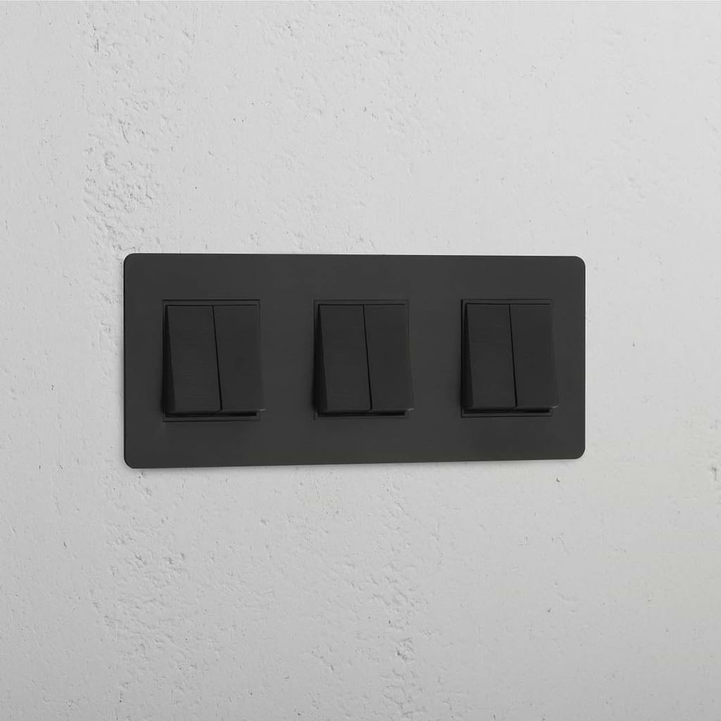 Brons Zwart Drievoudige Wip Schakelaar met 6 Posities - Uitgebreide Lichtbeheer Accessoire