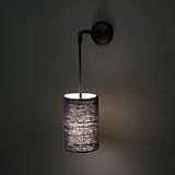 Bronze Solid Brass Hanging Wall Light with Linen Shade