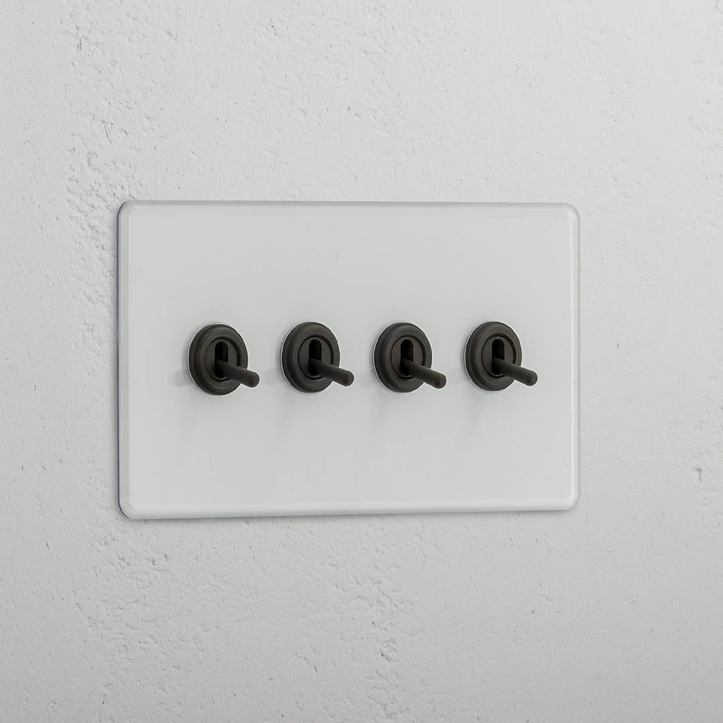 Vier Knoppen Dubbele Tuimelschakelaar in Doorzichtig Brons - Geavanceerde Lichtbeheer Accessoire