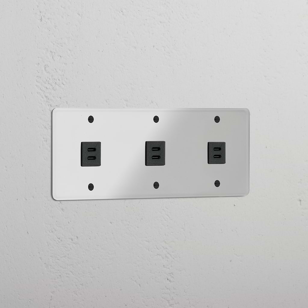 Razendsnelle Oplader Drievoudige USB Module in Doorzichtig Zwart - Krachtige Oplaadoplossing