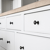 Bronze Barlow Furniture Knobs on White Cupboard Furniture