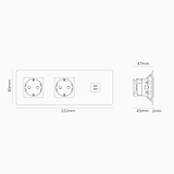 Drievoudige USB C 30W + 2x Schuko Module - Gepolijst Nikkel Wit