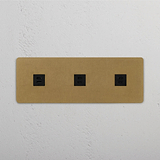 Drievoudige USB-module, 3-aansluitingen, in Antiek Messing zwart op witte achtergrond