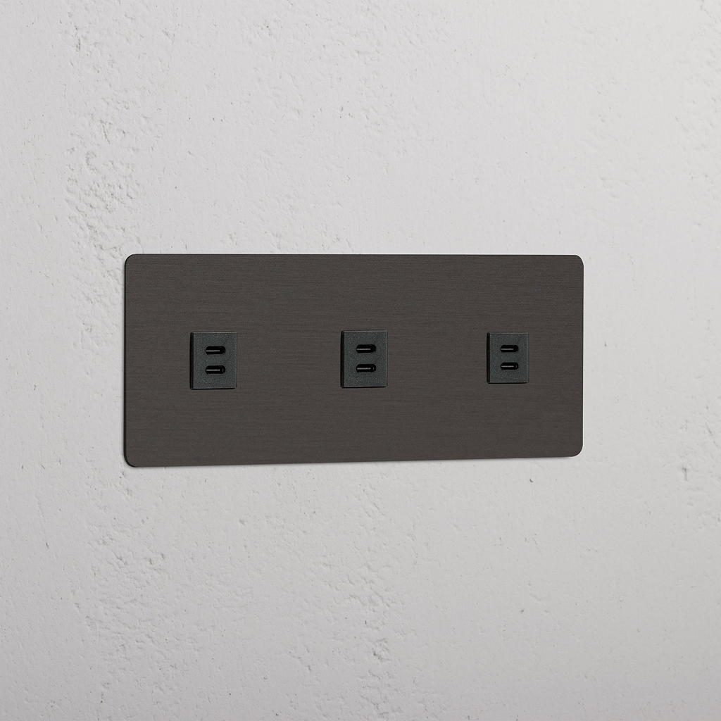 Razendsnelle Oplader Brons Zwart Drievoudige USB Module - High Tech Woning Accessoires