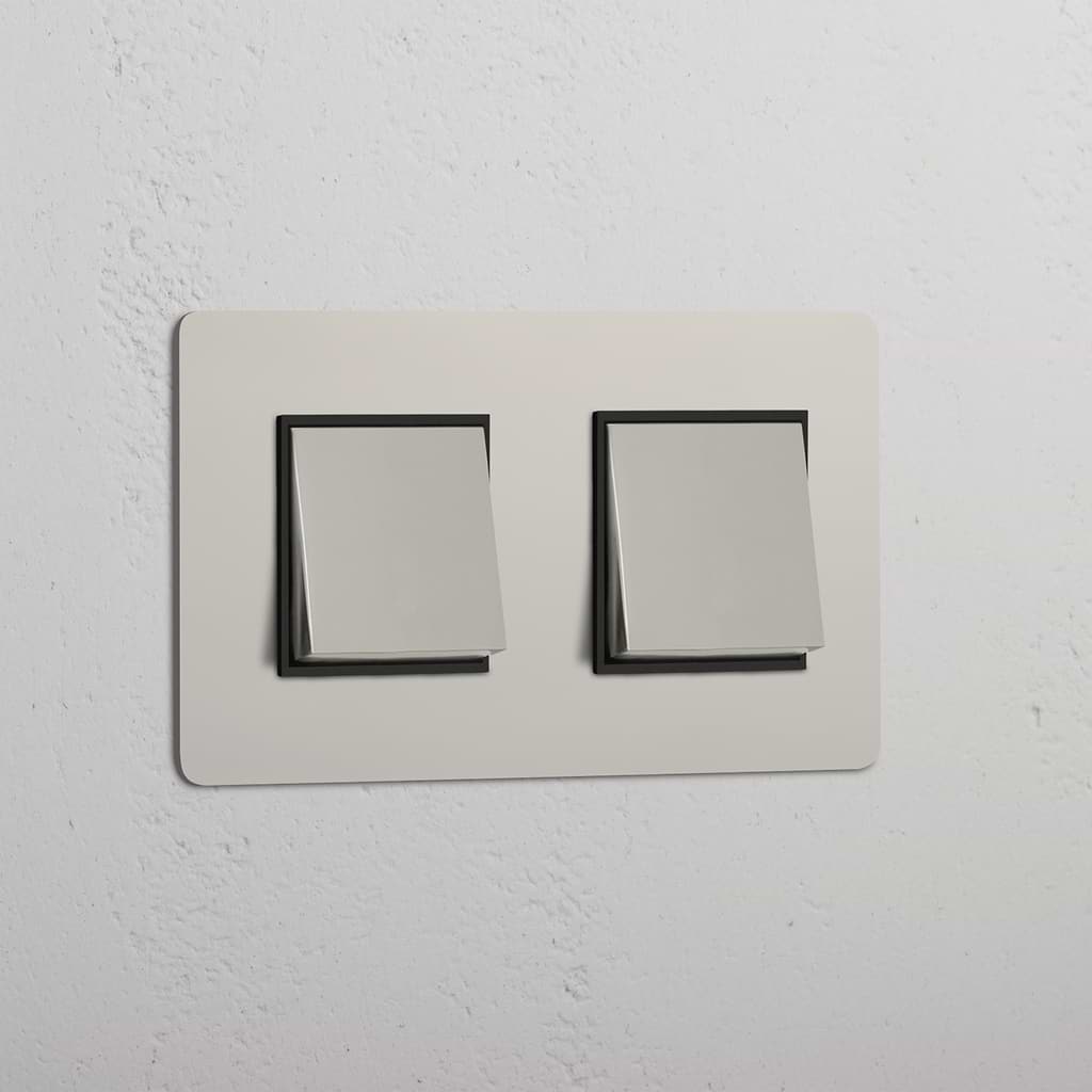 Dubbele Wip Schakelaar in Gepolijst Nikkel Zwart - Dubbele  Verlichtingsbediening Schakelaar