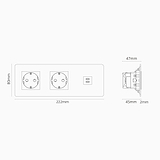 USB-C 30W Voedingsmodule & 2x Rond Schuko Type F Stopcontact (Drievoudige Afdekplaat) - Antiek Messing (Zwart Inzetstuk)