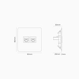 2x RJ45 Voedingsmodule (Enkele Afdekplaat) - Gepolijst Nikkel (Zwart Inzetstuk)