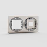 Dubbele Keystone & 45mm Schakelaar plaat in Gepolijst Nikkel EU - decoratieve Lichtschakelaarafdekking op witte achtergrond