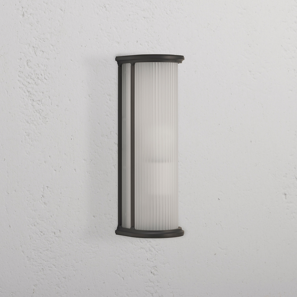 Bank Wandlamp Geribbeld Glas - Brons