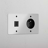 Double USB 30W & French Module - Clear Black