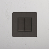 Wippschalter mit zwei Positionen – Bronze + Schwarz – auf weißem Hintergrund