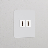 Einfachrahmen mit 2x HDMI-Anschluss – Lackierbar + Weiß, ideal für die nahtlose und stilvolle Wandintegration.