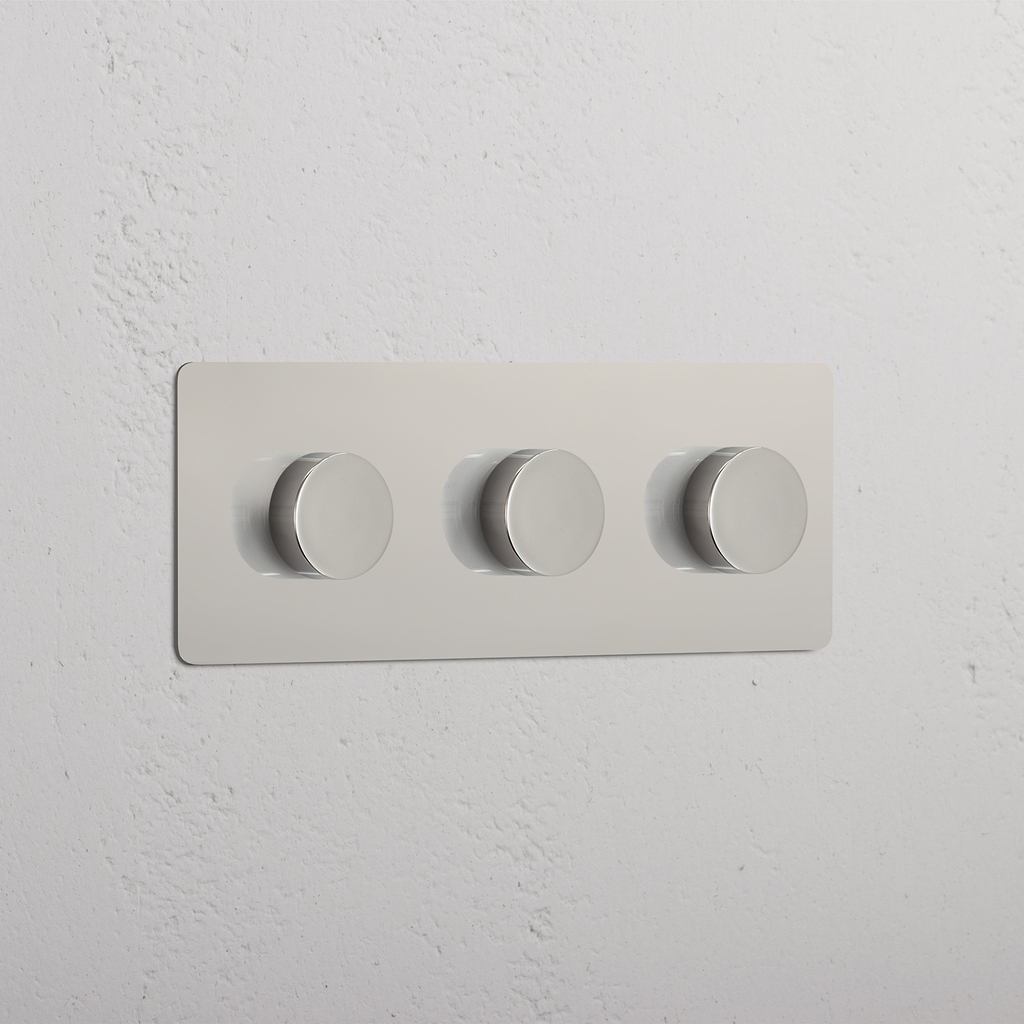 Steuerschalter für Lichtintensität mit hoher Kapazität: Dreifach-Dimmschalter mit drei Dimmerknöpfen – Poliertes Nickel