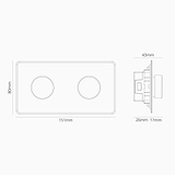 Zweifachrahmen mit 2x Mehrpunkt-Dimmerschalter – Transparent + Poliertes Nickel