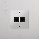 Stabiles RJ45-Modul – Durchsichtig + Schwarz – Netzwerkanschlusszubehör – auf weißem Hintergrund