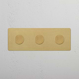 Dreifachrahmen mit 3x Mehrpunkt-Dimmerschalter – Antikes Messing