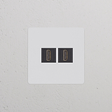 Einfachrahmen mit 2x HDMI-Modul, lackierbar in Schwarz. Stilvolle Wandplatte für diskrete Verbindungen.