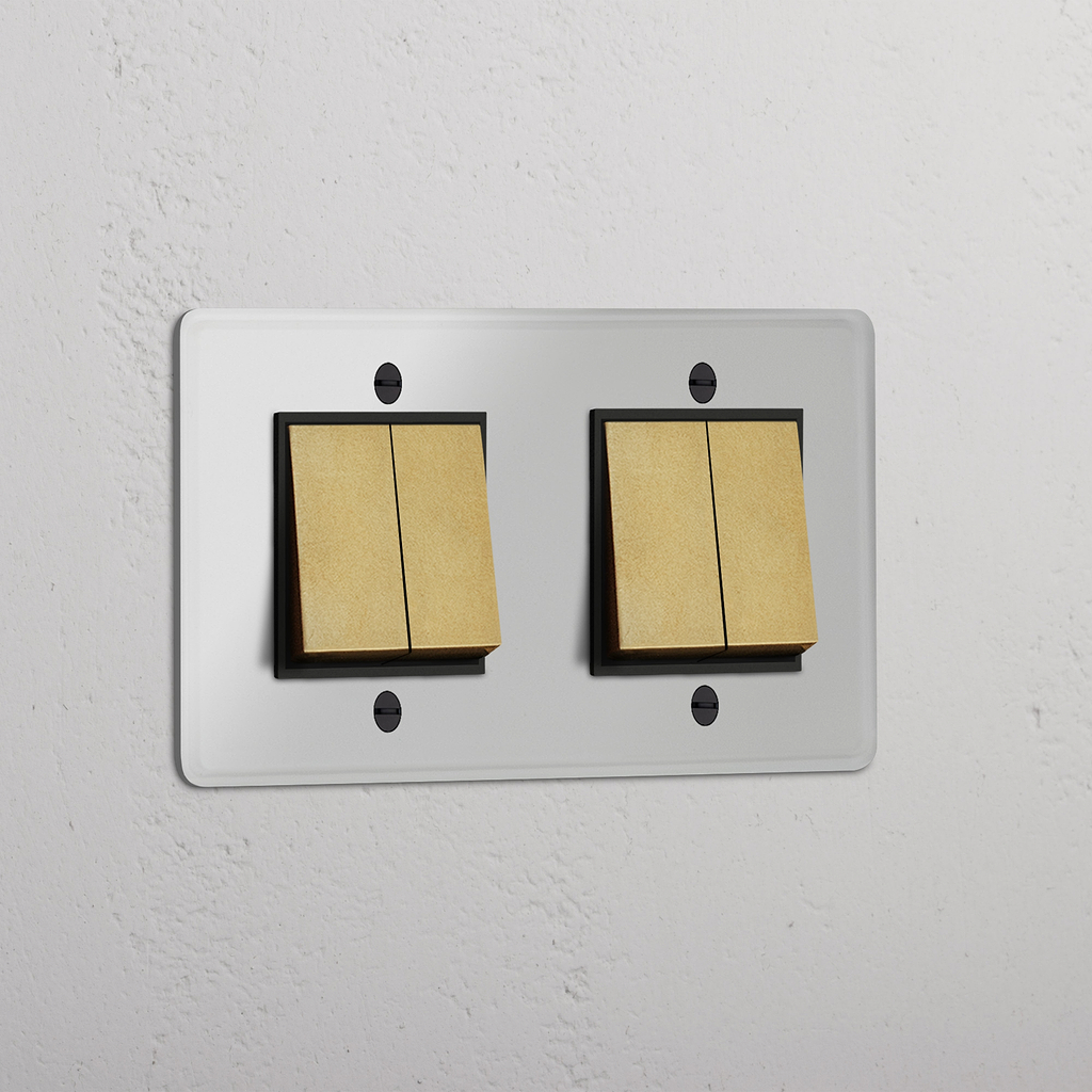 Eleganter transparenter Doppel-Wippschalter – Antikes Messing – mit 4 Positionen – Zubehör für nahtlose Lichtbedienung