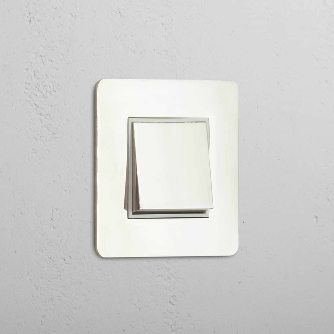 Lichtschalter: Wippschalter – Poliertes Nickel + Weiss