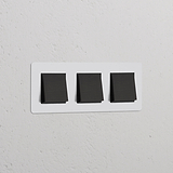 Dreifachrahmen mit 3x Wippschalter – Lackierbar, Bronze, Schwarz; passend für Schalter und Dimmer.