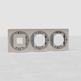 Grundplatten/Rahmen aus poliertem Nickel mit dreifach runden Aussparungen für 1 Keystone und 2 Steckdoseneinsätze EU.