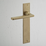 Clayton fixer Türgriff mit Langschild – Antikes Messing