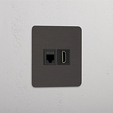 Überlegenes RJ45- und HDMI-Modul – Bronze + Schwarz – Fortschrittliche Konnektivität
