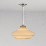 Brookfield hängende Medium-Deckenleuchte aus Opalglas in poliertem Nickel. Ideal für stilvolle Raumbeleuchtung.
