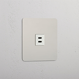 High-Speed-Ladeausgang: USB-30-W-Modul – Poliertes Nickel + Weiß