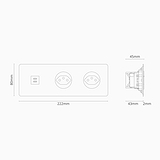 Dreifachrahmen mit USB-Anschluss (30 W) + 3x Schweizer Steckdoseneinsatz (Typ J) rund – Lackierbar + Schwarz