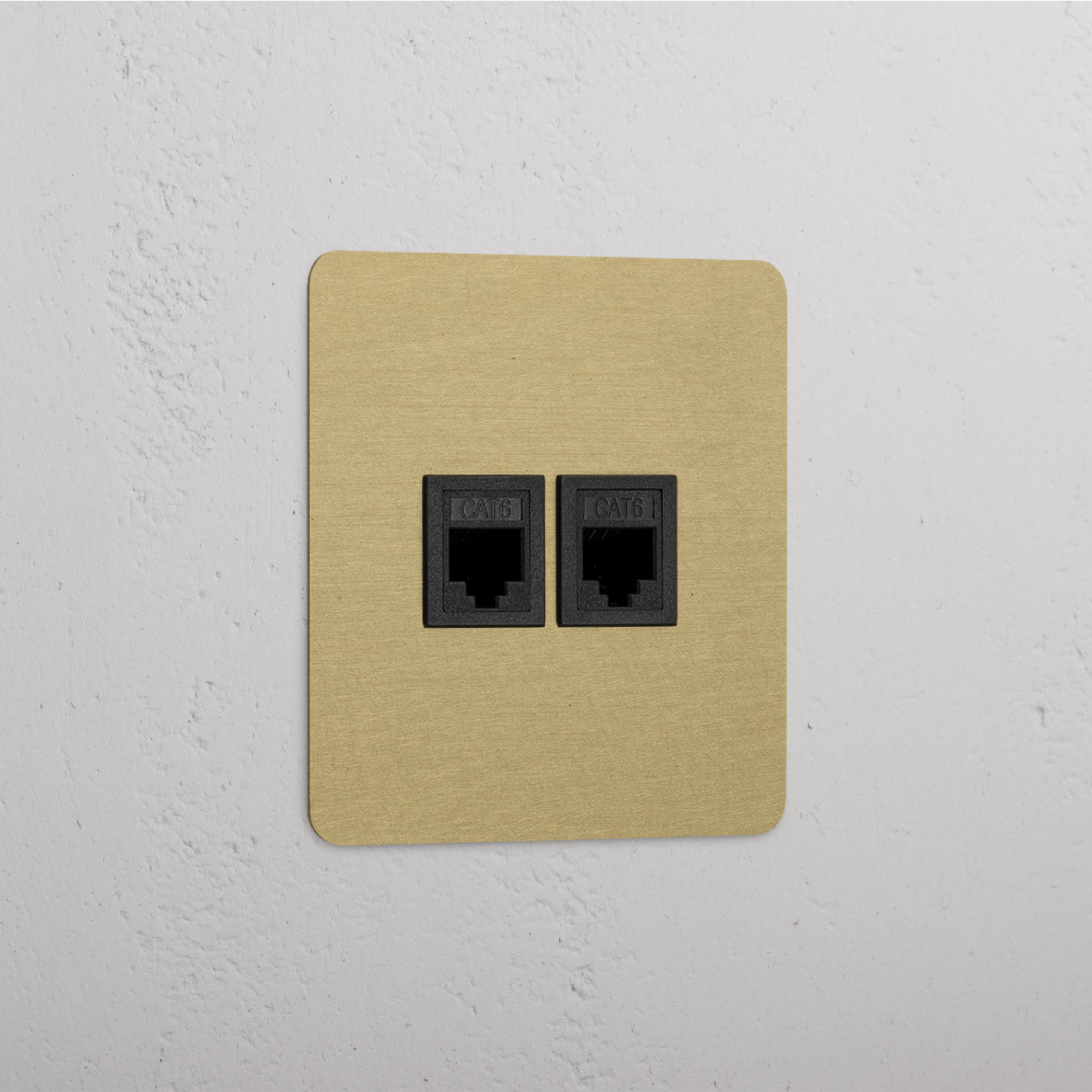 RJ45-Anschluss 1x in Einfachrahmen – Antikes Messing + Schwarz