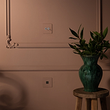 Einfachrahmen mit 2x Kipphebelschalter in poliertem Nickel, lackierbar. Ideal für Schalter und Dimmer.