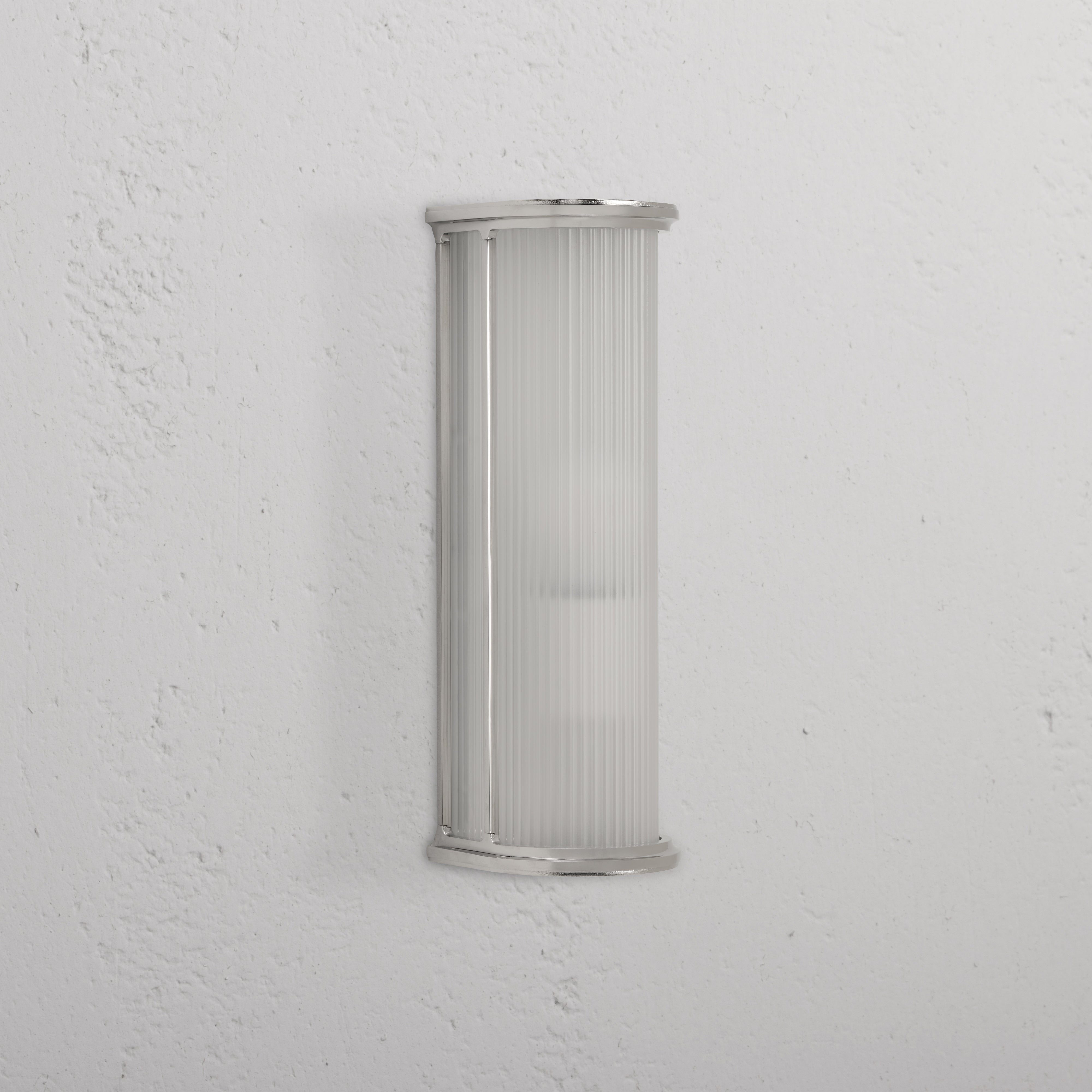 Wandleuchte Bank Riffelglas – Poliertes Nickel