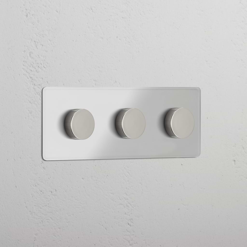 Ausgeklügelter Dreifach-Dimmschalter – Durchsichtig + Poliertes Nickel – einstellbares Beleuchtungssystem