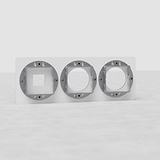 Transparent-schwarzer Schalterrahmen für 1 Keystone und 2 EU-Steckdosen, rundes Design mit drei kreisförmigen Rahmen.