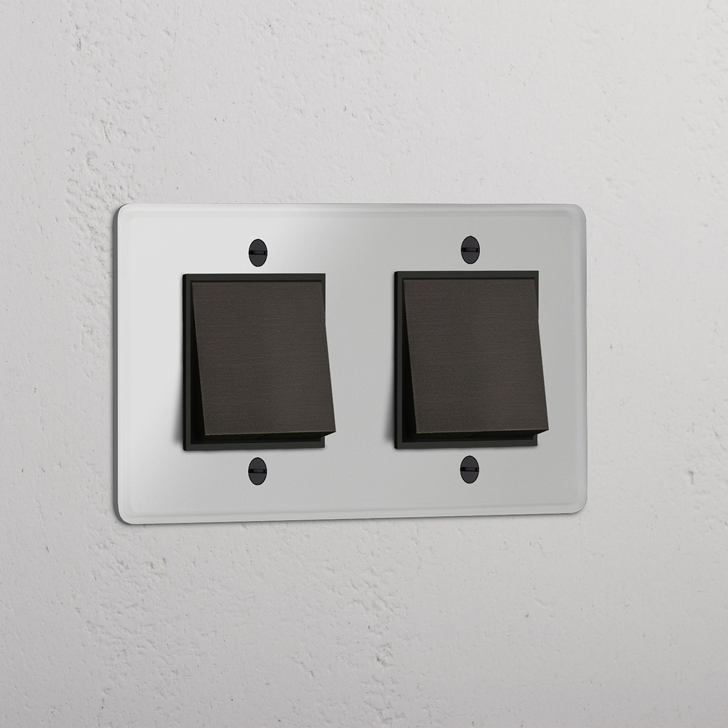 Doppel-Wippschalter – Durchsichtig + Bronze + Schwarz – moderne Lichtbedienung