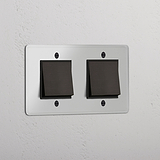Doppel-Wippschalter – Durchsichtig + Bronze + Schwarz – moderne Lichtbedienung