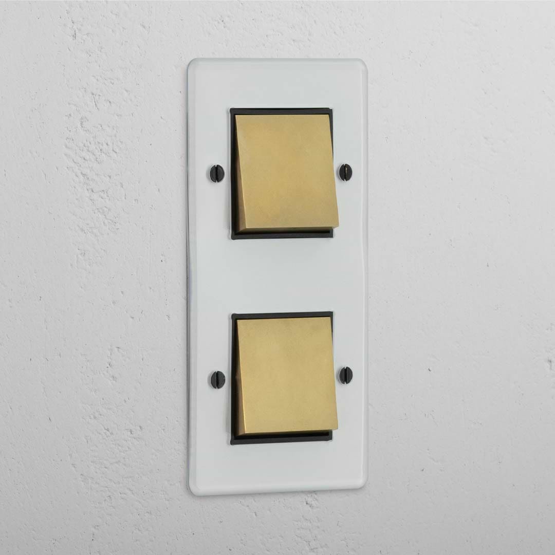 Effizienter vertikaler Doppel-Wippschalter – Durchsichtig + Antikes Messing – in Schwarz – Benutzerfreundliches Lichtmanagement