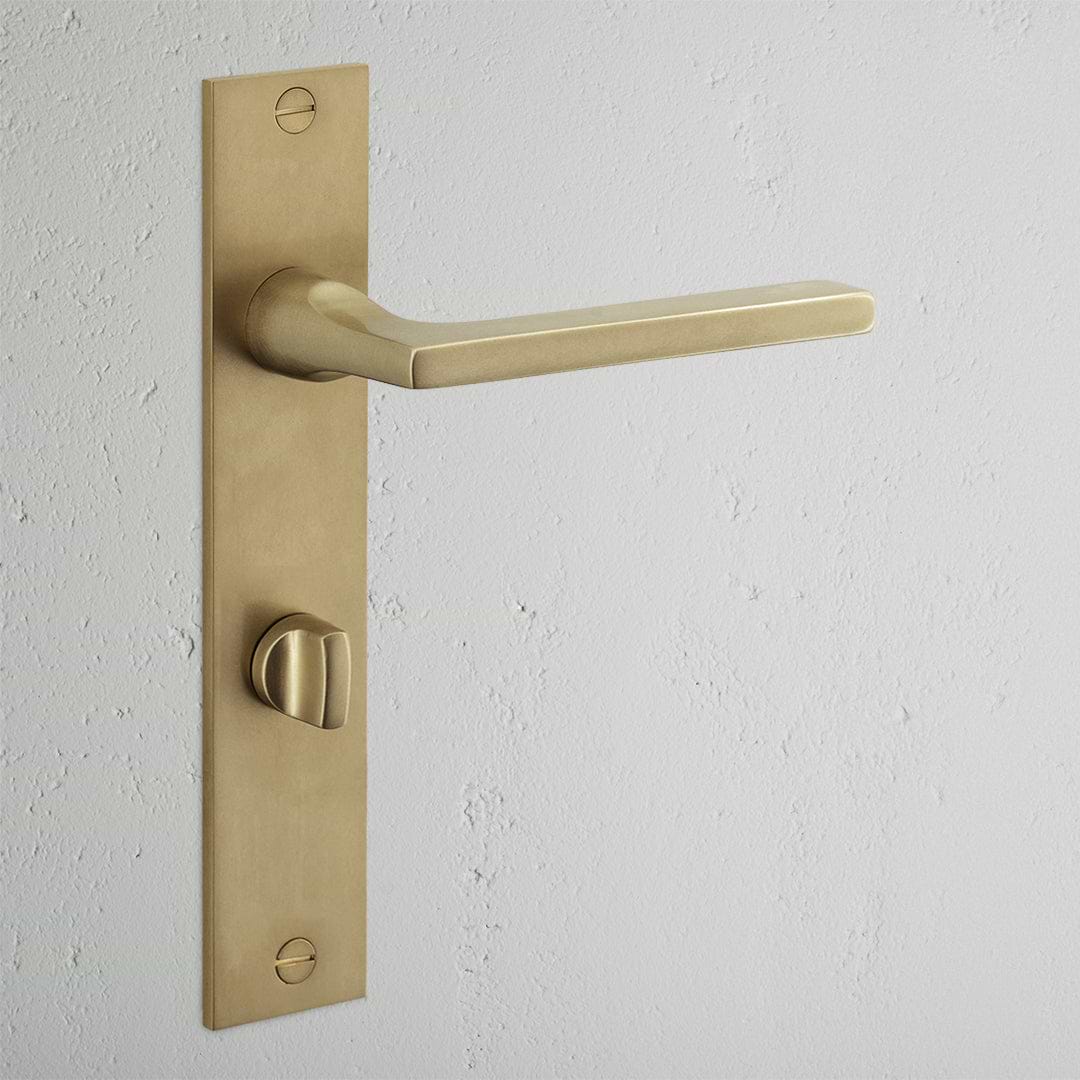 Clayton Long Plate Sprung Door Handle & Thumbturn Antique Brass