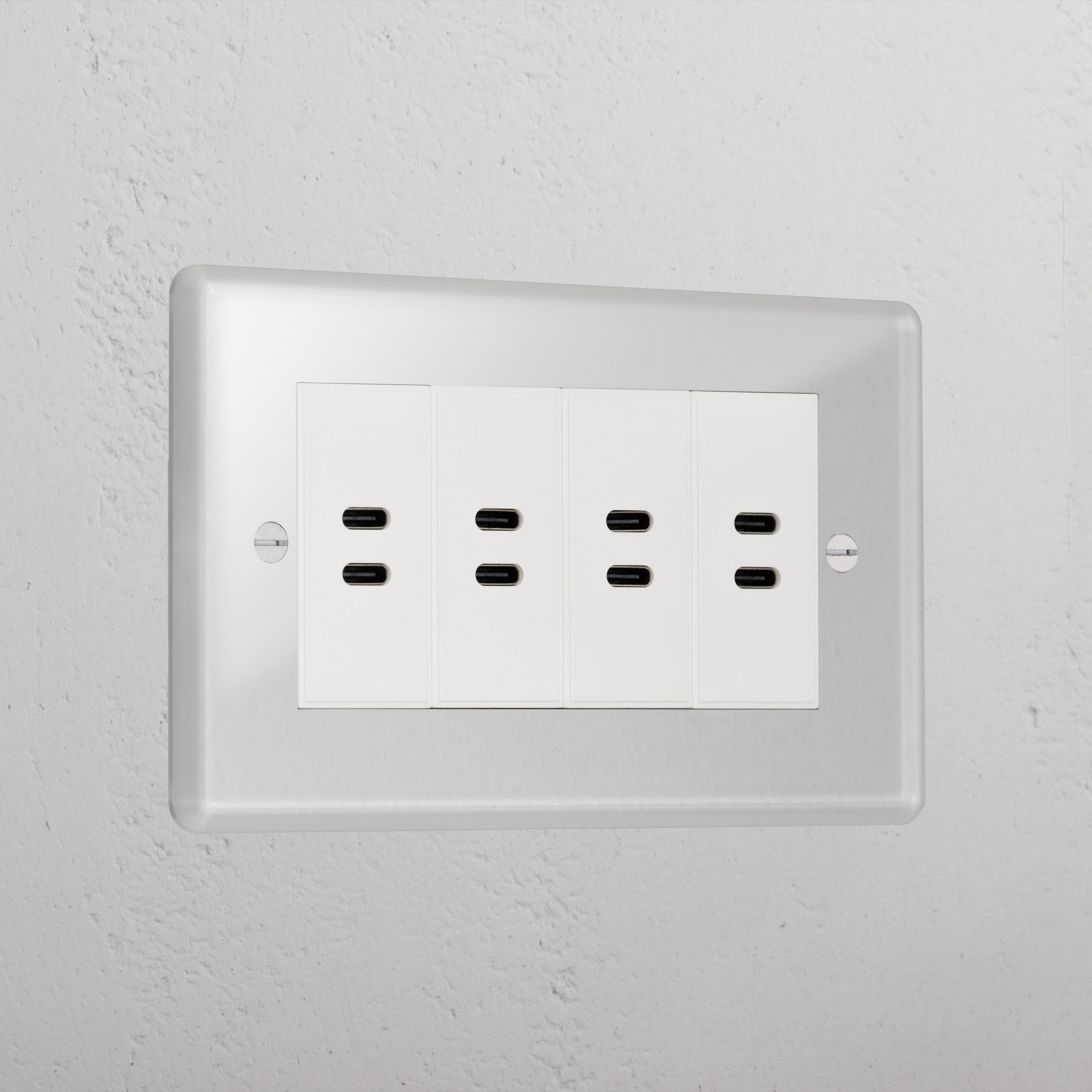 Clear 8x Usb-C Ports Designer Socket White