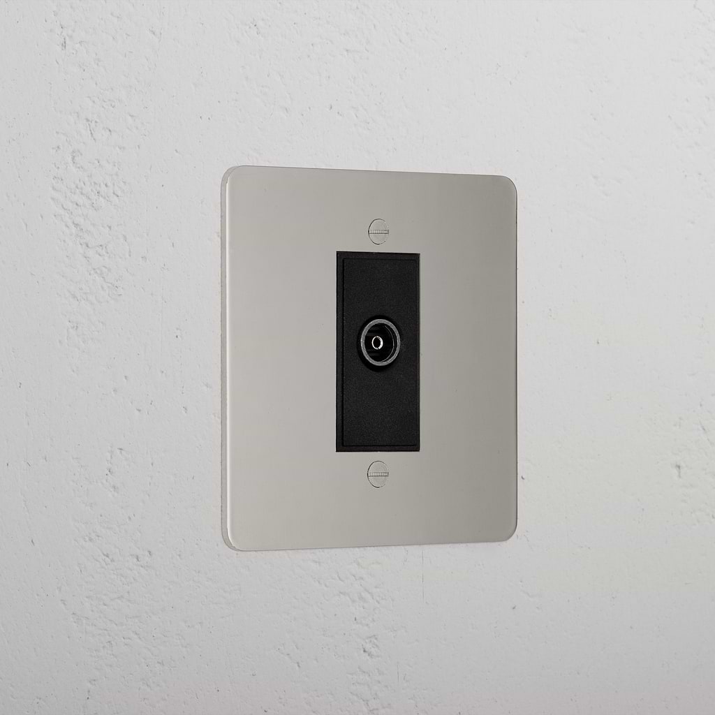 Designer Polished Nickel Tv Outlet Socket Black
