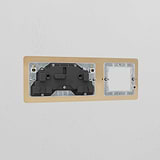 Antique Brass Black UK Plate with 1G 50mm Module & Double Socket, enhancing wall décor.