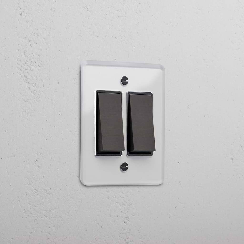 2G Two Way Rocker Slimline Switch - Clear Bronze Black