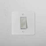 1G Two Way Rocker Switch in paintable polished nickel on white wall, part of 1G Switches & Dimmers collection.
